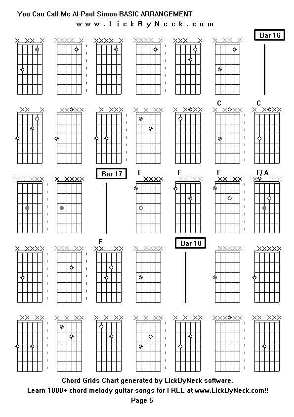 Chord Grids Chart of chord melody fingerstyle guitar song-You Can Call Me Al-Paul Simon-BASIC ARRANGEMENT,generated by LickByNeck software.